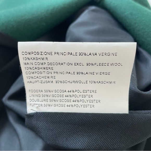 Piazza Sempione Green Wool Pointed Collar Pleated Back Long Coat EUC IT 48 US 12 - Picture 12 of 12